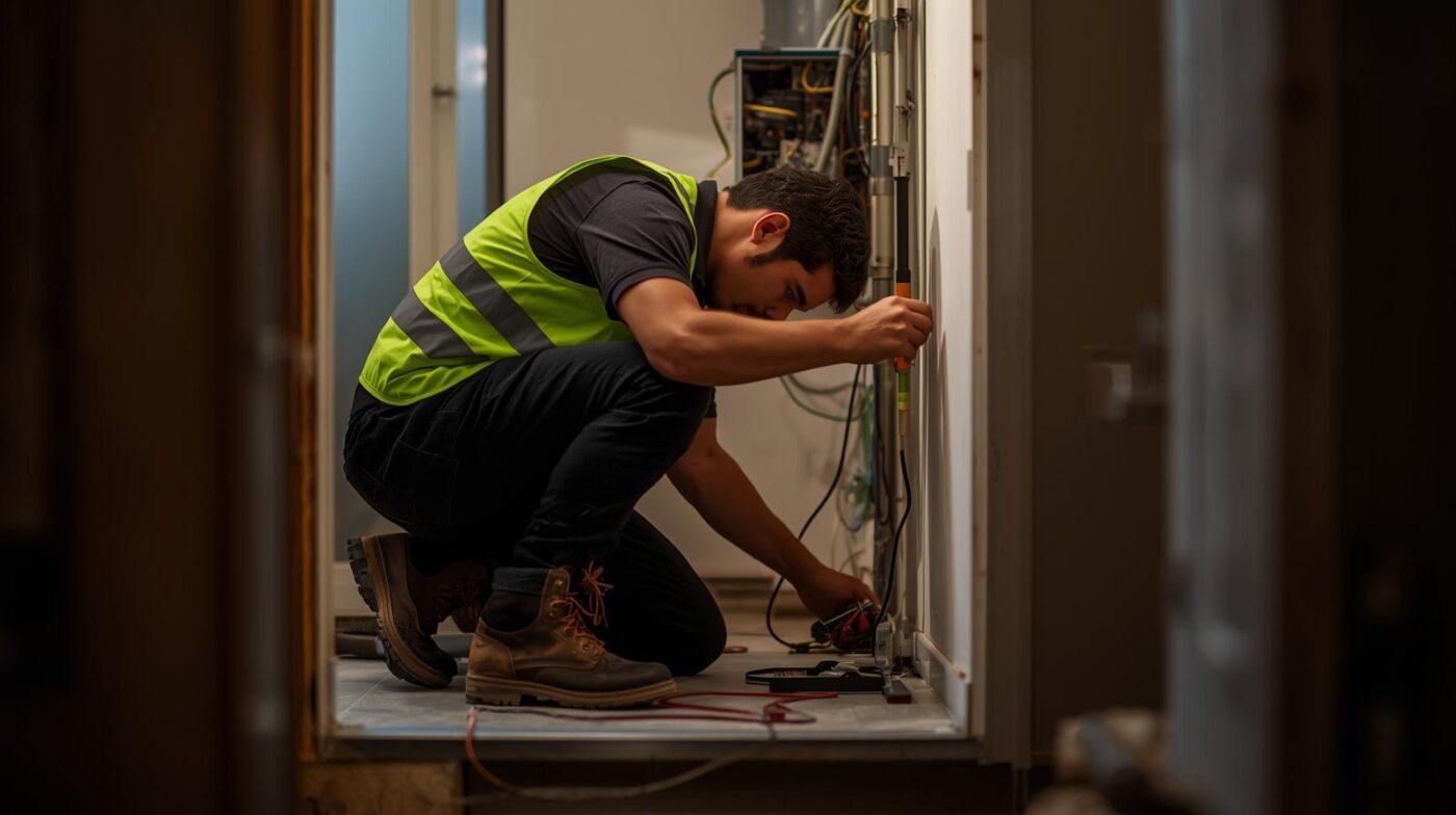 una foto que salga un instalador certificado es españa en una instalacion electrica (1) Mantenimiento eléctrico en la zona de Guadalajara, técnicos cualificados y presupuesto sin compromiso.
